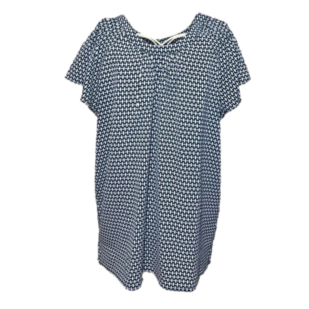 Catherine Malandrino Top Blue/White/Black Short Sleeve Size M Like New!